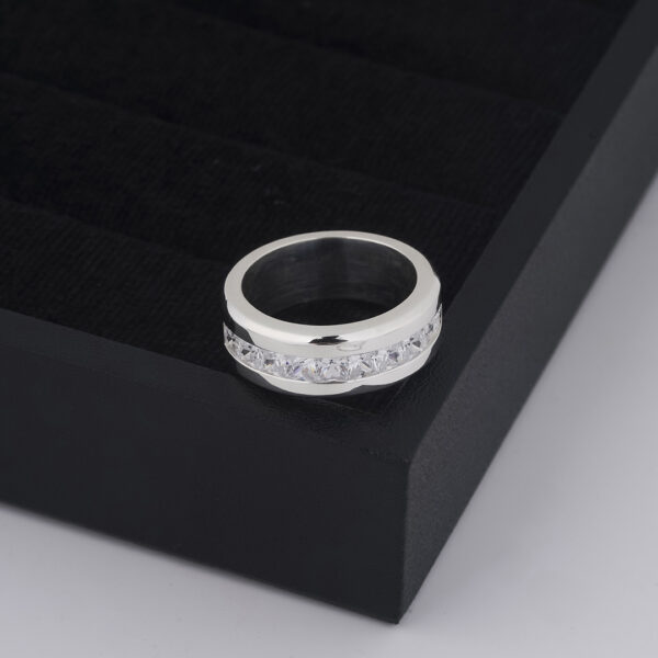 Band Ring with 9 Large Princess Cut Cubic Zirconia