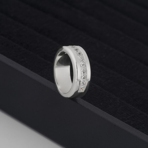 Band Ring with 9 Large Princess Cut Cubic Zirconia