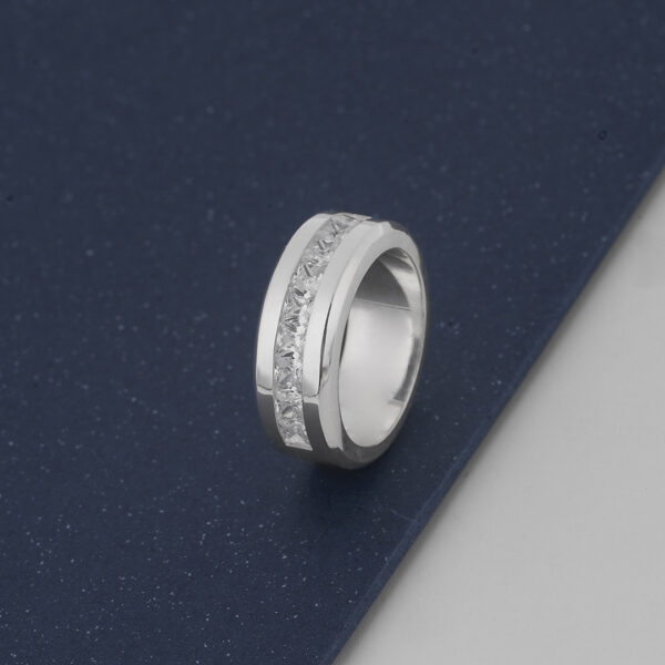 Band Ring with 9 Large Princess Cut Cubic Zirconia