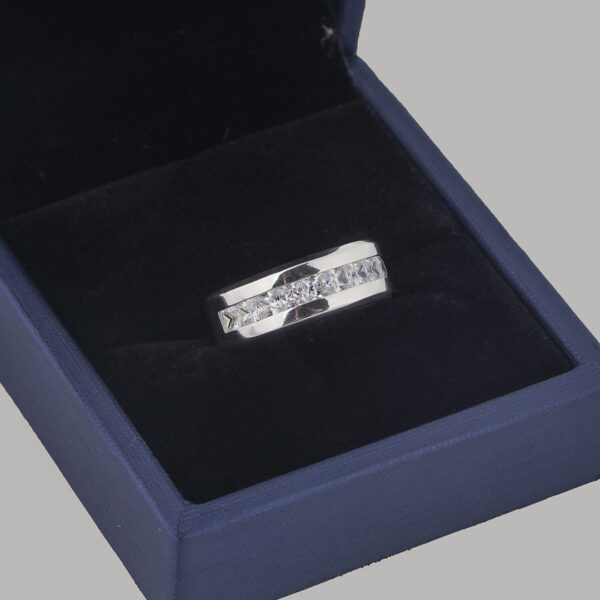 Band Ring with 9 Large Princess Cut Cubic Zirconia
