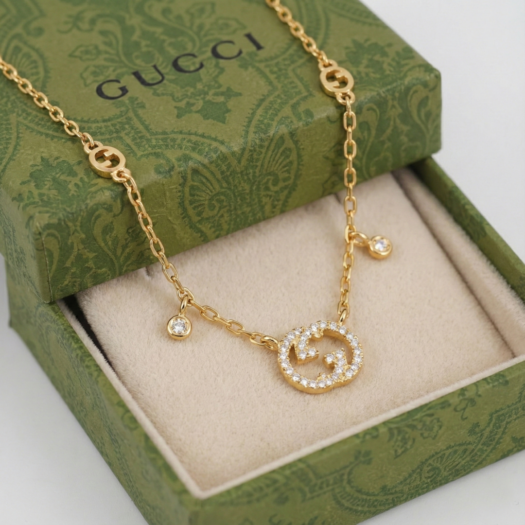 Gucci Interlocking Sterling Silver Necklace, Gold Filled