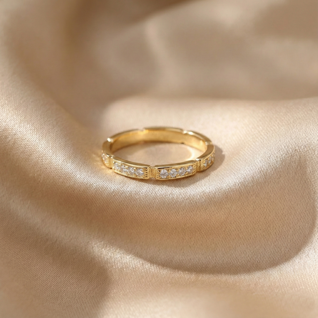 Cartier's, Maillon Panthère Wedding Band, Half-paved, Gold Filled