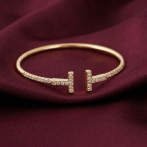 Tiffany T Pavé Sparkle Wire Bangle, Gold Filled