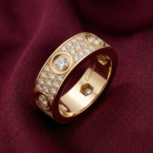 Cartier's, LOVE Ring Pavé Stone, Gold Filled